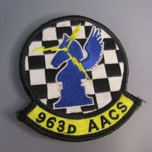 Vintage USAF 963D EAACS Patch 3.5" x‎ 4" Chess Piece Hook & Loop